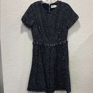 Eliza J size 4 navy and White Tweed Dress